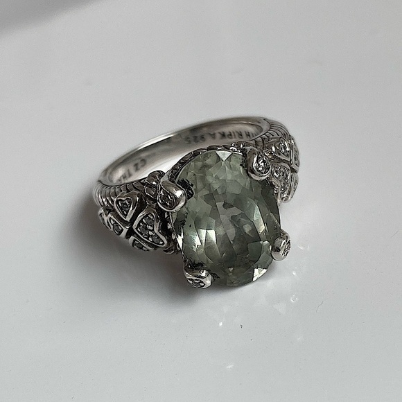 JUDITH Ripka 925 SS prasiolite size 7 ring - Picture 11 of 15